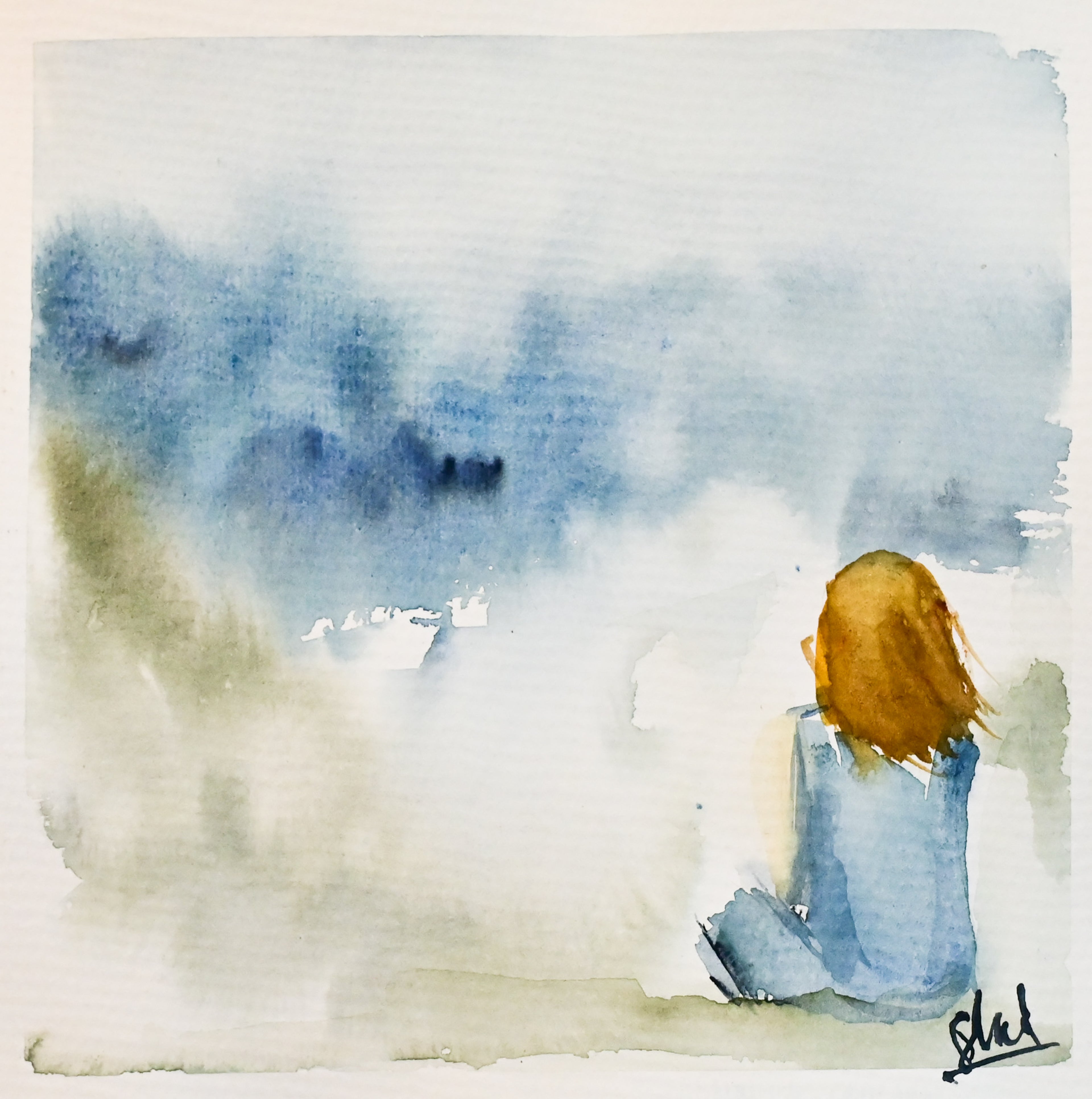 Young woman staring at the horizon